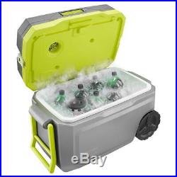 Cordless Air Conditioned 50 Quart Cooler Chest Cooling Box Wheels Towing Handle