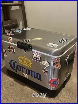 Corona 54qt Stainless Steel Ice Chest Cooler + Corona Stainless Steel Ice Bucket