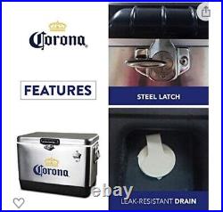 Corona 54qt Stainless Steel Ice Chest Cooler + Corona Stainless Steel Ice Bucket