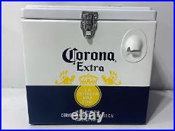 Corona Extra 2-Bottle Beer Cooler Metal Ice Chest + Opener withSide Handles EUC