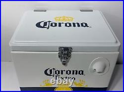 Corona Extra 2-Bottle Beer Cooler Metal Ice Chest + Opener withSide Handles EUC