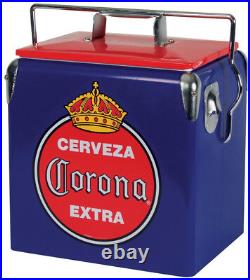 Corona Ice Chest Cooler 14 Qt. Stainless Steel Bottle Opener Thick Liner Chrome