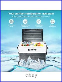 Costway 58 Quarts Car Refrigerator Portable RV Freezer Dual Zone with Wheel