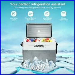 Costway 58 Quarts Car Refrigerator Portable RV Freezer Dual Zone with Wheel Gray