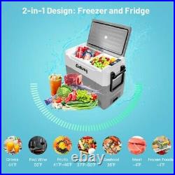 Costway 58 Quarts Car Refrigerator Portable RV Freezer Dual Zone with Wheel Gray