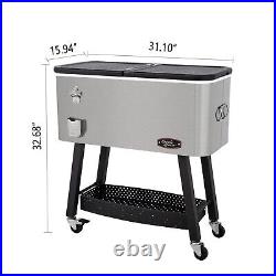 Creole Feast 80 Quart Rolling Cooler Cart Cold Drink Beverage Ice Beer Party