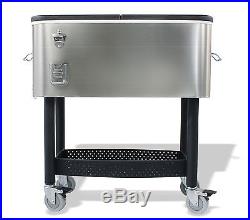 Crestware Stainless Steel Garden Cooler with Cart 68 Quart NEW