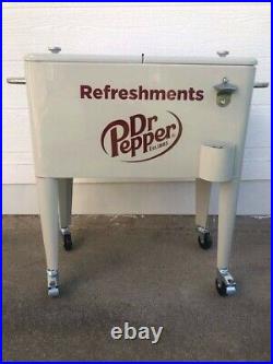 Dr Pepper Standing Patio Rolling Cooler 60 Quarts NEW IN BOX Rare One of a Kind