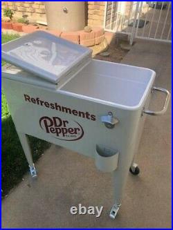 Dr Pepper Standing Patio Rolling Cooler 60 Quarts NEW IN BOX Rare One of a Kind