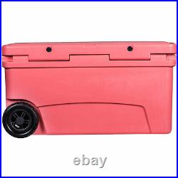 Driftsun 70 Quart Heavy Duty Rolling Insulated Rotomolded Cooler Chest, Coral