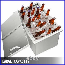 Drop In Ice Chest Bin 27X18 Wine Chiller Cooler 304 Stainless Steel Thick Lid