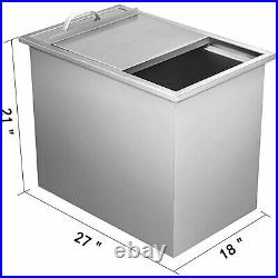Drop In Ice Chest Bin 27X18 Wine Chiller Cooler 304 Stainless Steel Thick Lid