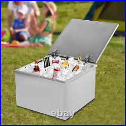 Drop in Ice Chest Beer Ice Bin Chiller Cooler Stainless Steel with Hinged Cover