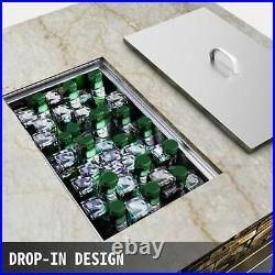 Drop-in Ice Chest With Cover Bin Cooler 20.6 X13.6 X12.6 For Wine Beer Juice