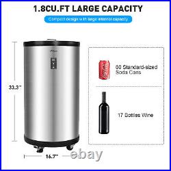 E-Macht 1.8 Cu Party Mobile Wine Cooler LCD Fridge Large Capacity Beer with Wheels