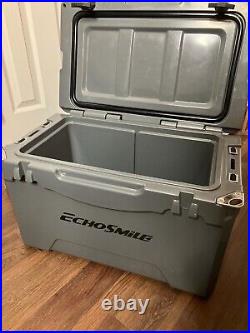 EchoSmile Grey Cooler 25 Quart Rotomolded Cooler Portable 5 Day Ice Cooler He