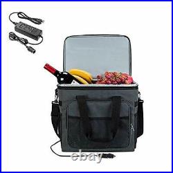 Electric Car Cooler 25L with AC to DC Converter 12V DC- gray+adaptor