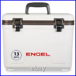Engel 13 Quart Compact Durable Leak Proof Outdoor Dry Box Cooler, White (2 Pack)