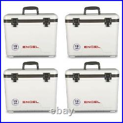 Engel 19 Quart Fishing Dry Box Ice Cooler with Shoulder Strap, White (4 Pack)