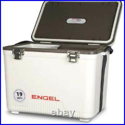 Engel 19 Quart Fishing Live Bait Dry Box Ice Cooler with Strap, White (2 Pack)