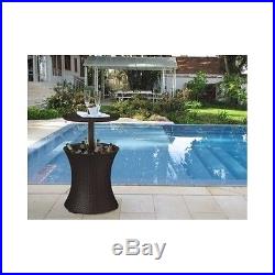 Expandable Patio Table Outdoor Ice Bucket Pool Party Cooler Bar Beverage Wicker