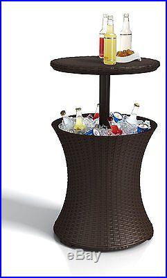 Expandable Patio Table Outdoor Ice Bucket Pool Party Cooler Bar Beverage Wicker