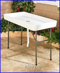 Fill & Chill Table Keep Food & Drinks Cold Backyard Party Camping Weddings White