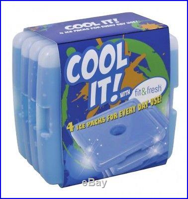 Fit and Fresh Cool Coolers Slim Lunch Ice Packs, Set of 4, Ice Chest Lunch Box