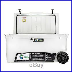 Frosted Frog White 110 Quart Ice Chest Heavy Duty Insulated Cooler with Wheels