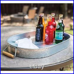 Galvanized Chill Tub 9.25 Gallon Party Oblong Bucket Stand Beverage Tailgating