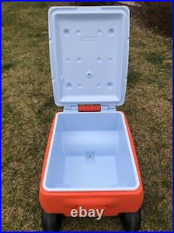 Gatorade Cooler Wagon 4 Wheels Picnic Buggy Orange Rubbermaid Ice Chest