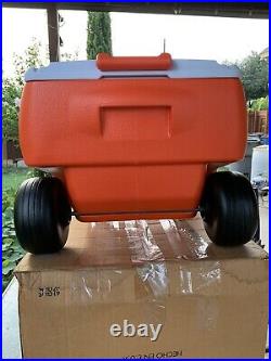 Gatorade Cooler Wagon 4 Wheels Picnic Buggy Orange Rubbermaid Ice Chest vintage
