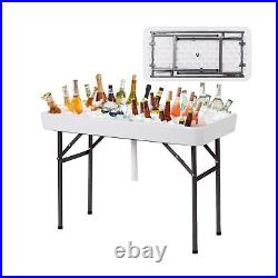 Giantex 4 Foot Folding Ice Table with Drain and Removable Matching Skit, No A