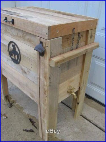 HANDCRAFTED RUSTIC COWBOY COOLER ICE CHEST PALLET WOOD