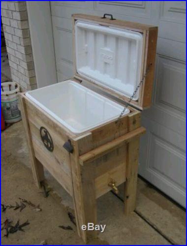 HANDCRAFTED RUSTIC COWBOY COOLER ICE CHEST PALLET WOOD