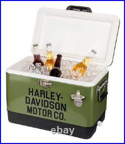 Harley-Davidson 26 Qt. Motor Company Logo Retro Metal Cooler Army Green