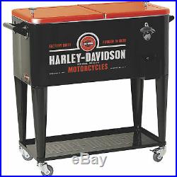 Harley-Davidson Forged-In-Iron Rolling Beverage Ice Cooler Chest- 80-Qt. Cap