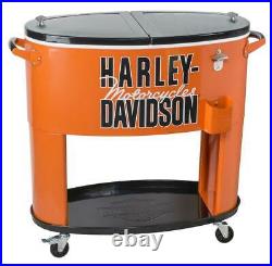 Harley-Davidson Motorcycle Powder Coated Metal Rolling Cooler 80 qt HDL-10073