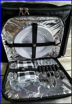 Harley Davidson Motorcycles Insulated Bag Cooler Picnic Set Plates Forks Spoons