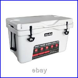 High-Performance 48 Quart Ice Chest Cooler Camping Insulated with Lockable White