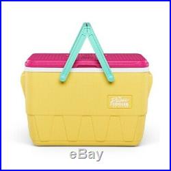 IGLOO The Picnic Basket Cooler Teal Pink Yellow Handles Retro New