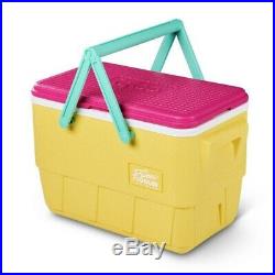IGLOO The Picnic Basket Cooler Teal Pink Yellow Handles Retro New