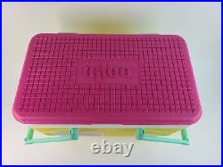 IGLOO The Picnic Basket Throwback Cooler Teal Pink Yellow Handles Retro New