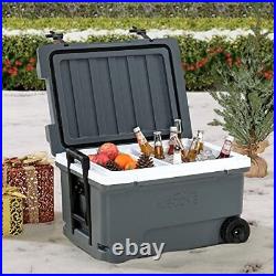 IceCove 60-Quart Solar Cooler Portable Insulated Ice Chest with Wheels and Ha