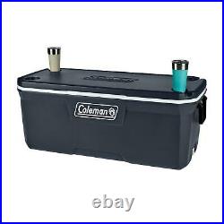 Ice Chest Cooler Hard Coleman 150-Quart Blue Camping Tailgate Seat Cup Holder