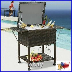 Ice Chests Coolers Outdoor Portable Rattan Cooler Cart Trolley Portable Cooler