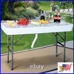 Ice Folding Table 4 Foot Plastic Party Ice Folding Table with Matching Skirt