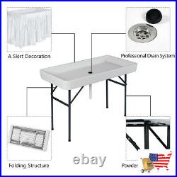 Ice Folding Table 4 Foot Plastic Party Ice Folding Table with Matching Skirt