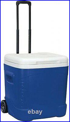 Ice Roller Cooler Igloo 60 Quart Blue Outdoor Camping Beach Marine Summer Cooler