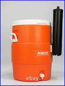 Igloo 10 Gallon Seat Top Water Jug With Cup Dispenser 10 gallon, Orange/White